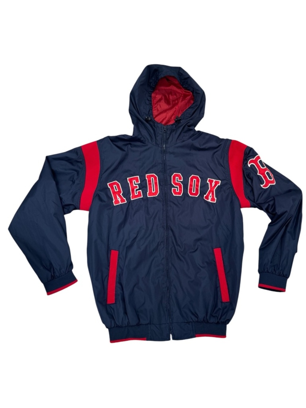 VINTAGE G-III SPORTS BY CARL BANKS BOSTON RED SOX FULL ZIP HOODED WINDBREAKER